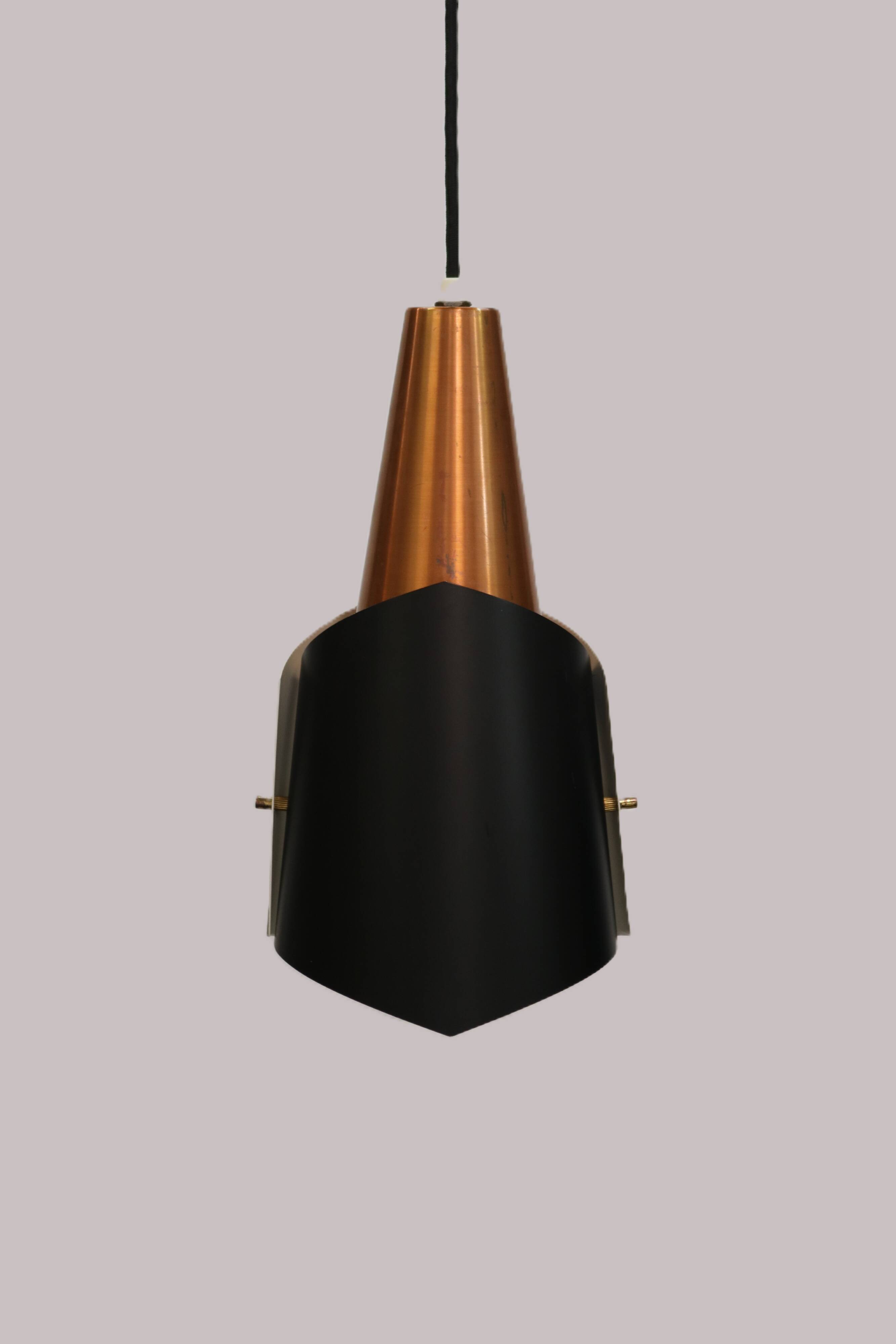 Danish Modern Copper / black  design lamp - 1960s Style