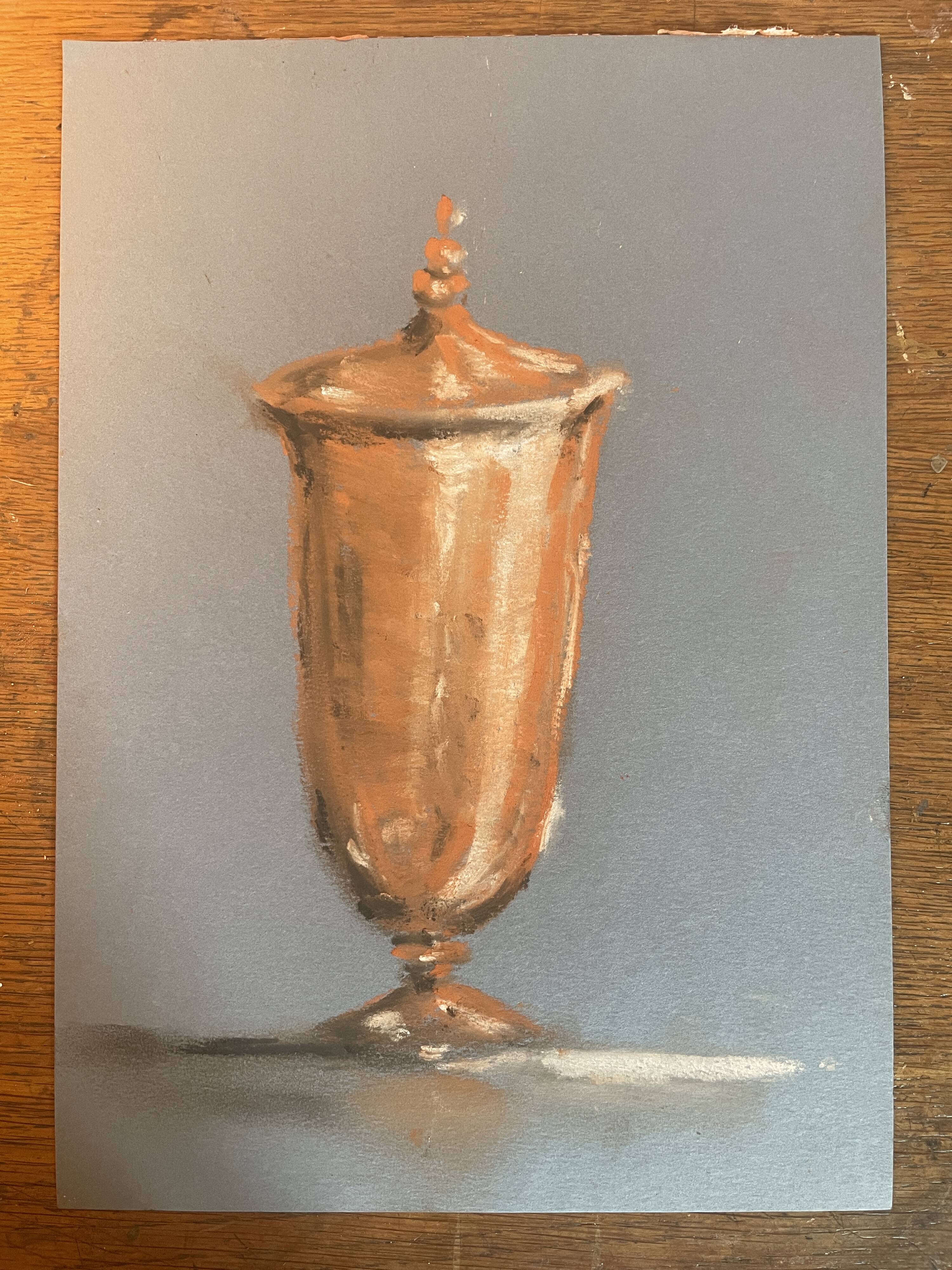 Signed painting Pastel terracotta "the terracotta jar" indigo paper