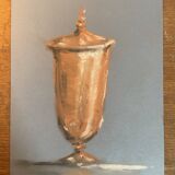 Signed painting Pastel terracotta "the terracotta jar" indigo paper