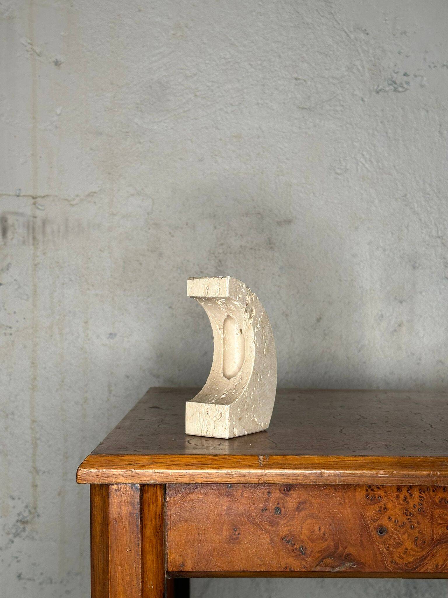 Travertine candle holder