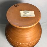Vase ancien terre cuite sculpté interieur noir vintage