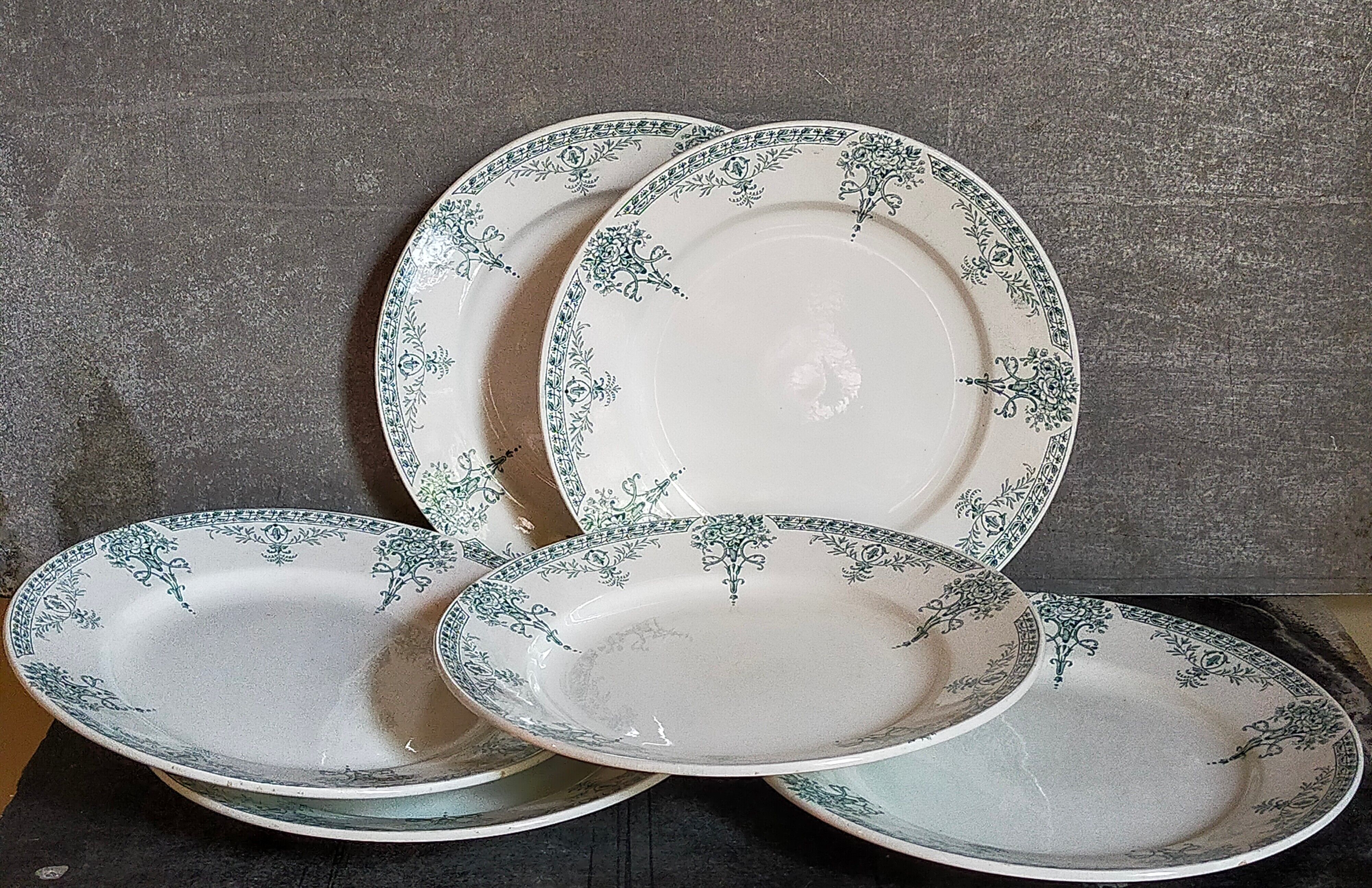 Six old plates iron earth of lunéville model lugano late nineteenth