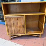 Vintage rattan side table in Audoux Minet style