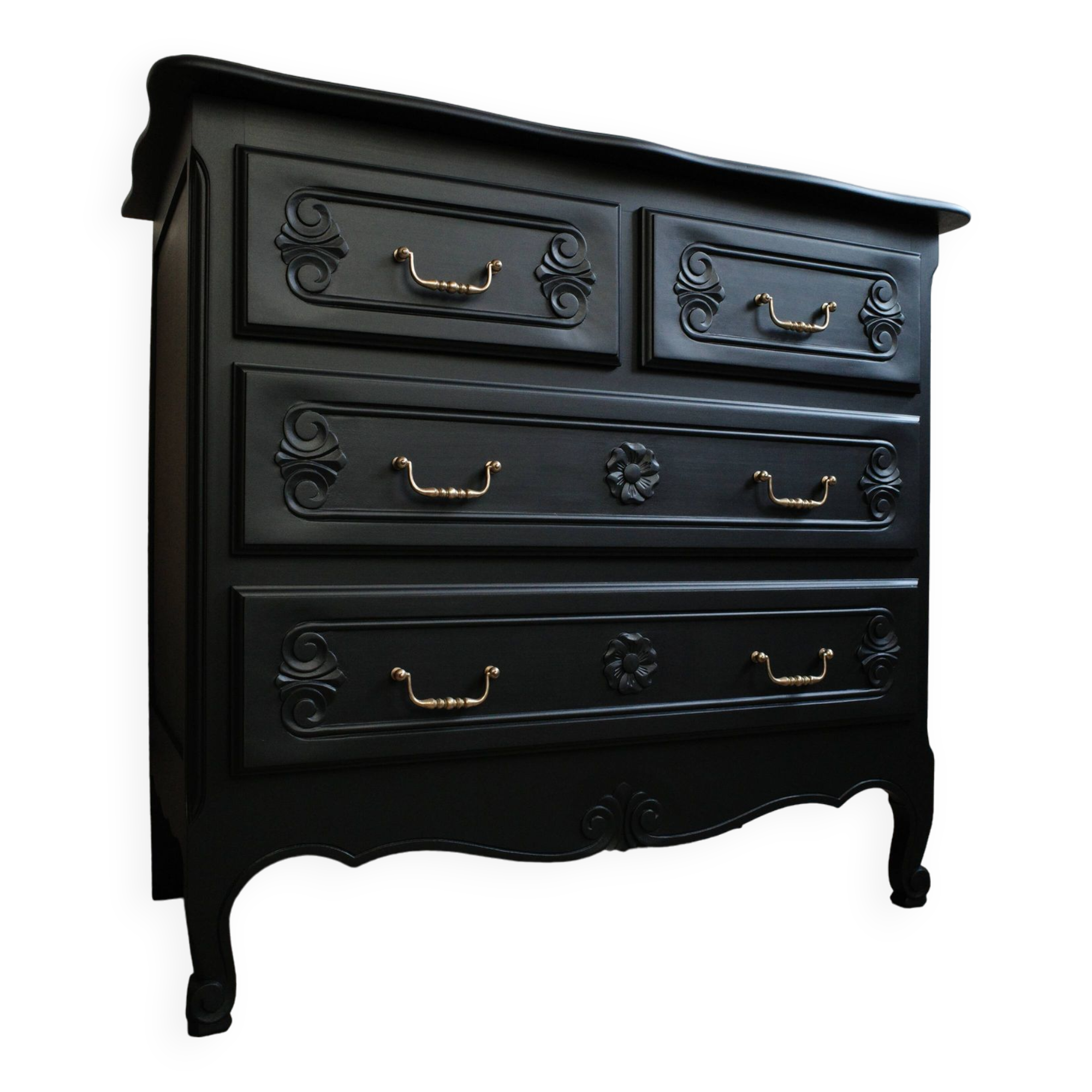 Revamped vintage black chest of drawers