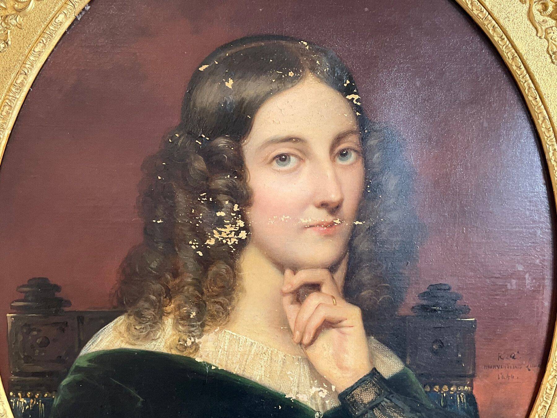 Period portrait signed Raymond Auguste Quinsac Monvoisin 1794-1870