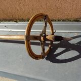Pair of wooden skis and poles for children