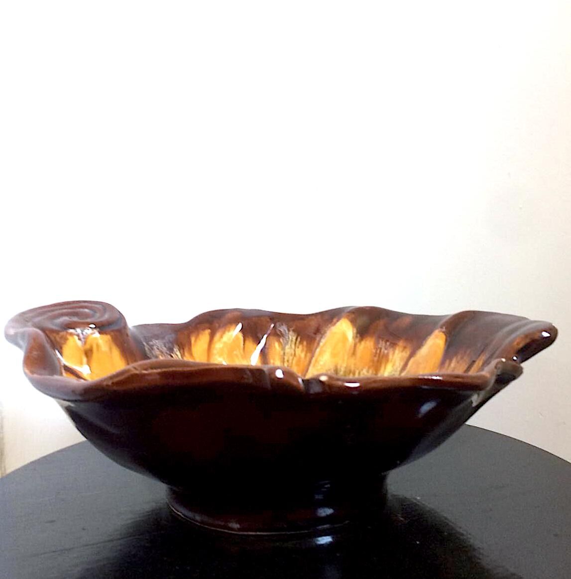 Dish Vallauris in yellow ceramic 1950 signed