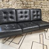 Vintage leather bench sofa 1970"