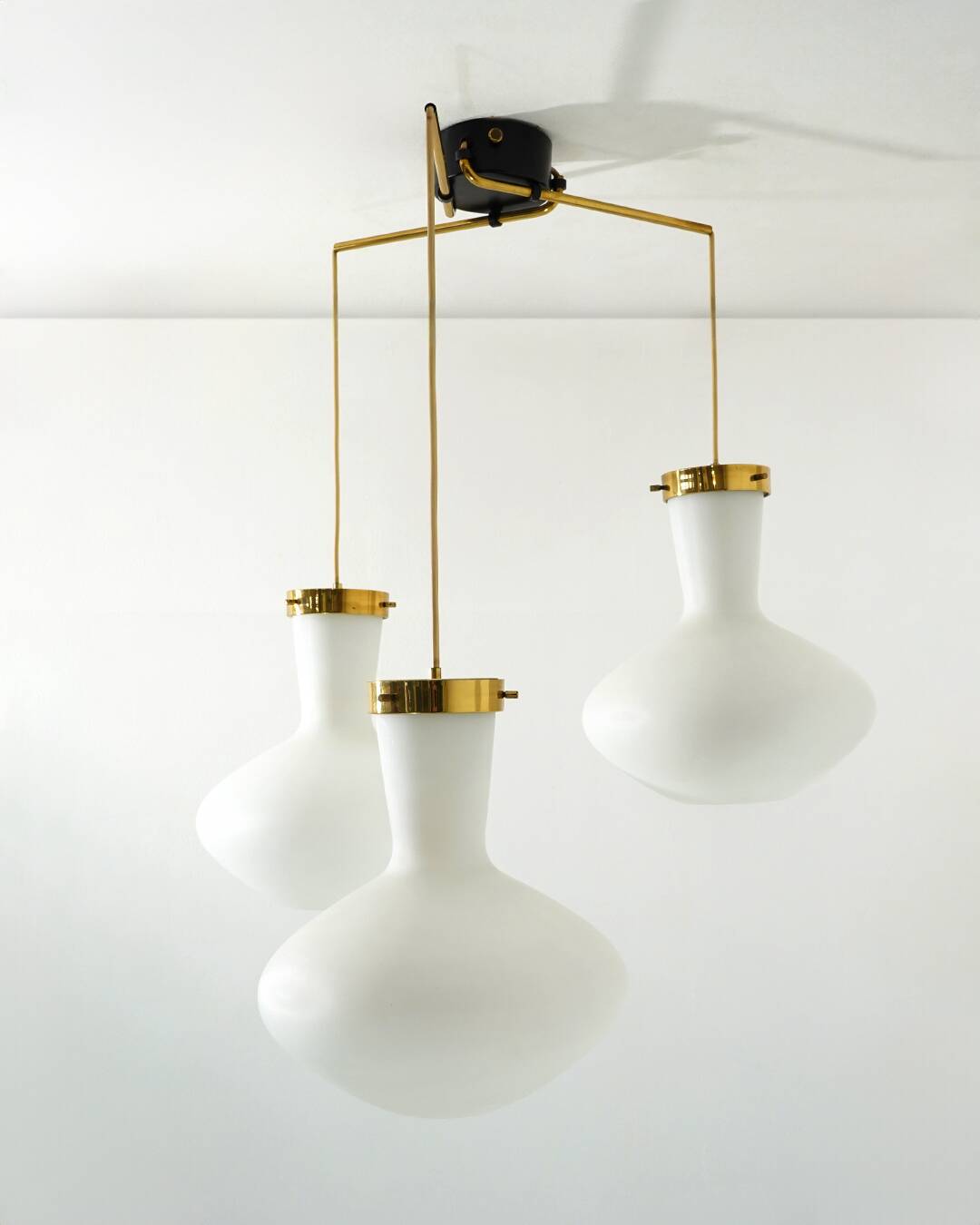 Stilnovo Three-Light Pendant, 1950s