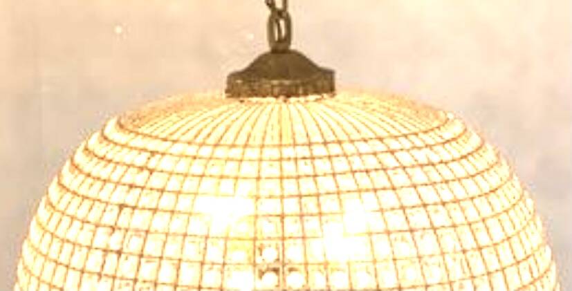 Crystal and bronze chandelier, spherical crystal suspension