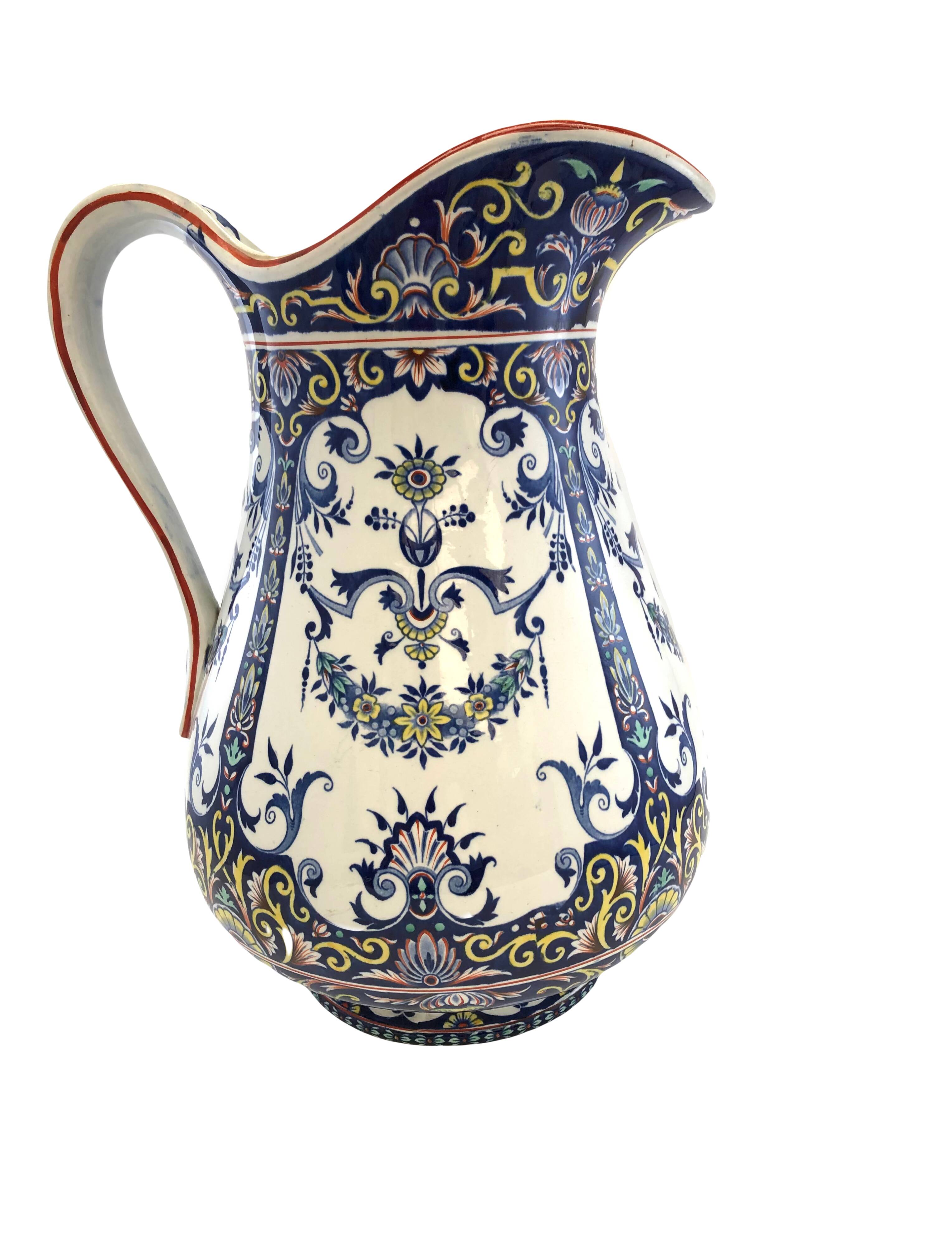 Toilet set jug basin Rouen Jules Viellard 19th