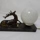 Art deco night light bedside lamp Deer and opaline white ball