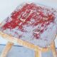 Vintage Rustic Hardwood Stool – Original Layered Paint / Primitive Farmhous