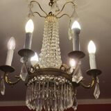 6-light hot air balloon chandelier with crystal pendants, late 19th century
