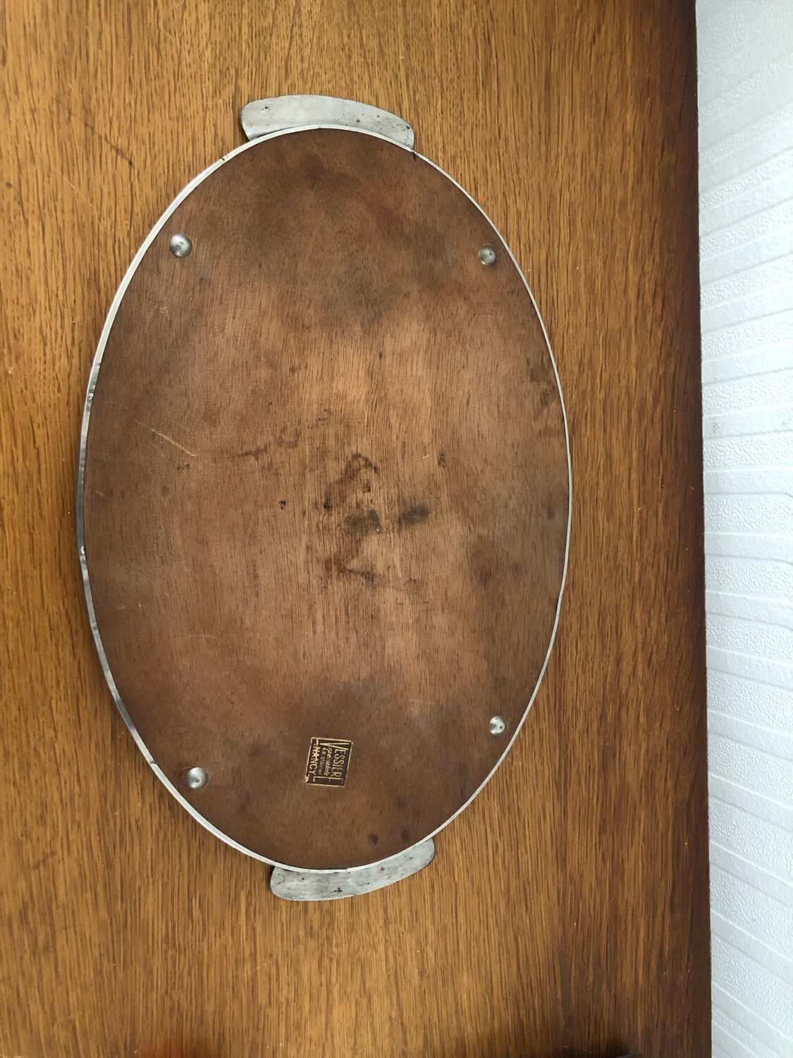 Vintage mirror and metal tray