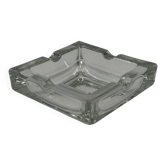 Vintage square ashtray in transparent glass