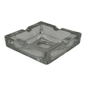 Vintage square ashtray in transparent glass