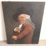 Old oil on canvas portrait painting signed Gouet