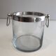Champagne bucket design in glass and silver-plated metal