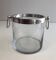 Champagne bucket design in glass and silver-plated metal