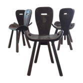 Ensemble de 6 chaises brutaliste , primitive , campagne