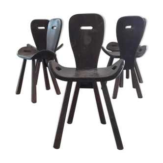 Ensemble de 6 chaises brutaliste , primitive , campagne