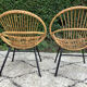 Pair of children's armchairs in rattan from the 1960s.