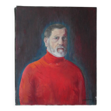 Acrylic painting on canvas portrait of a man from the 60s, old Scandinavian painting
