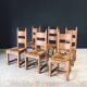 Handcrafted Oak and Rush Dining Chairs, Belgium, 1960s, Set of 6