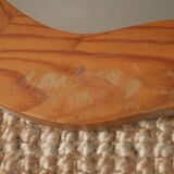 Large XL vintage retro wooden apple mirror, handcrafted, handmade object for children