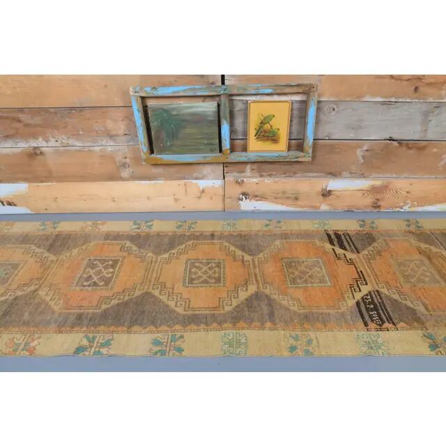 Semi-Vintage Turkish Hand-Knotted Runner 100x381