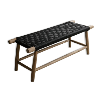 Woven rope bed bench