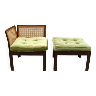 Fauteuil et pouf Plexus conçus par Wikkelso pour CFC Silkeborg Danemark années 1960