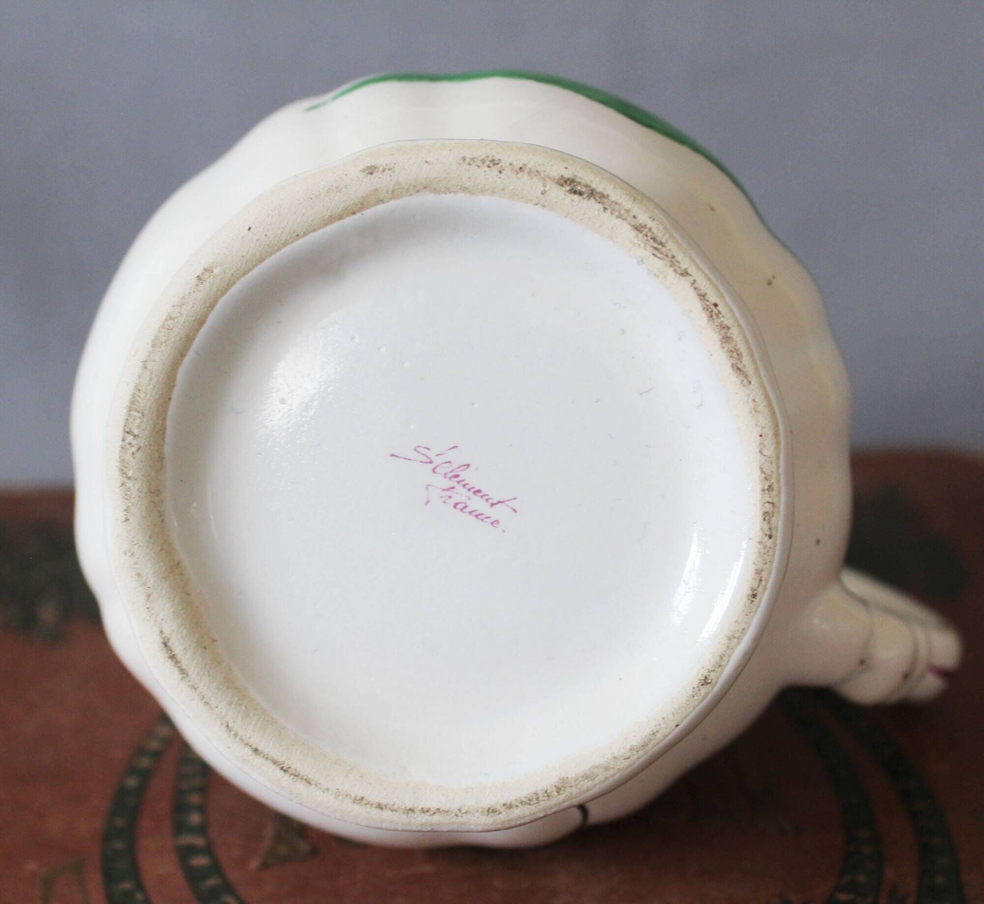 Large vintage ceramic milk jug, Saint Clément France, Le Coq motif