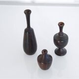 Set of 3 miniature rosewood vases