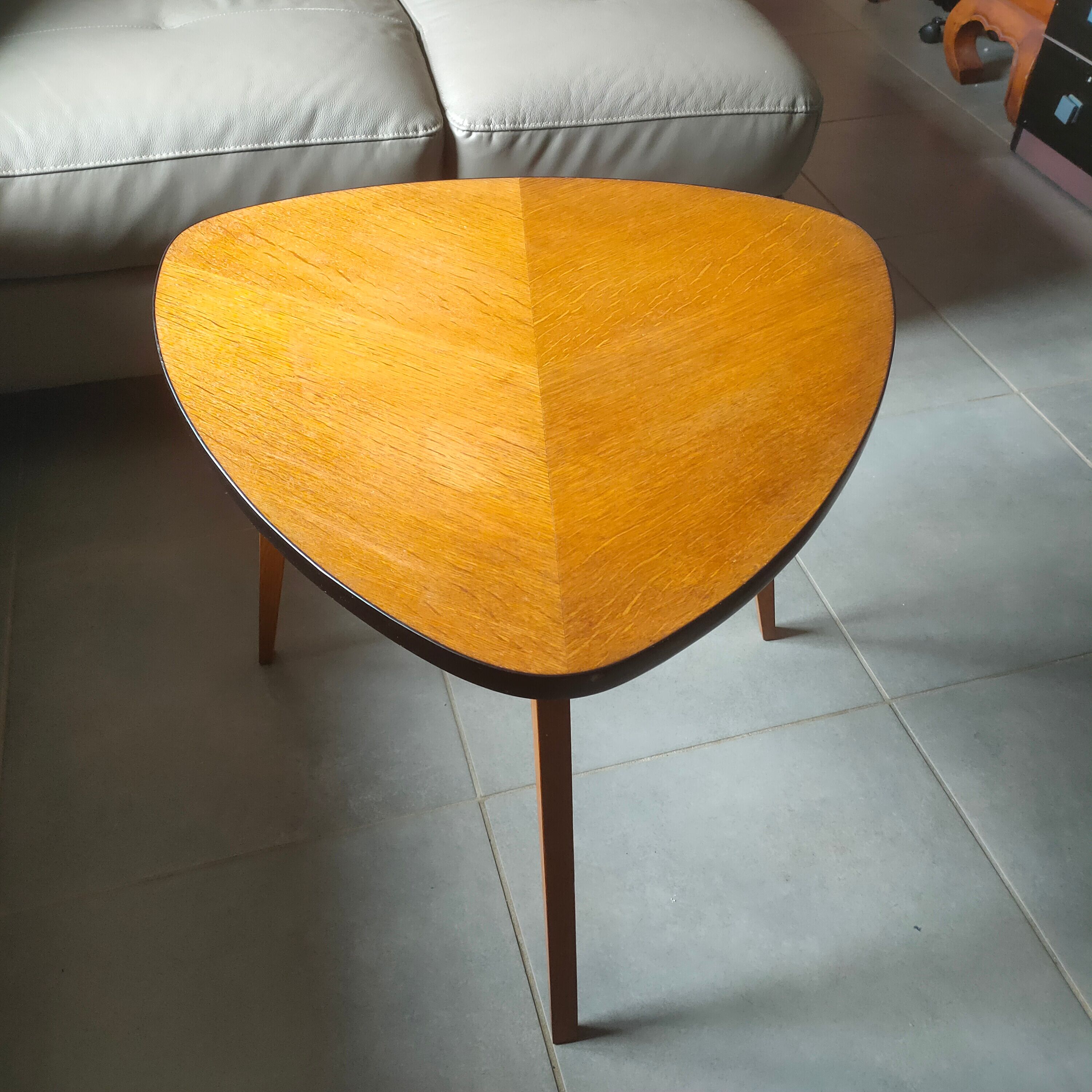 Triangular tripod coffee table