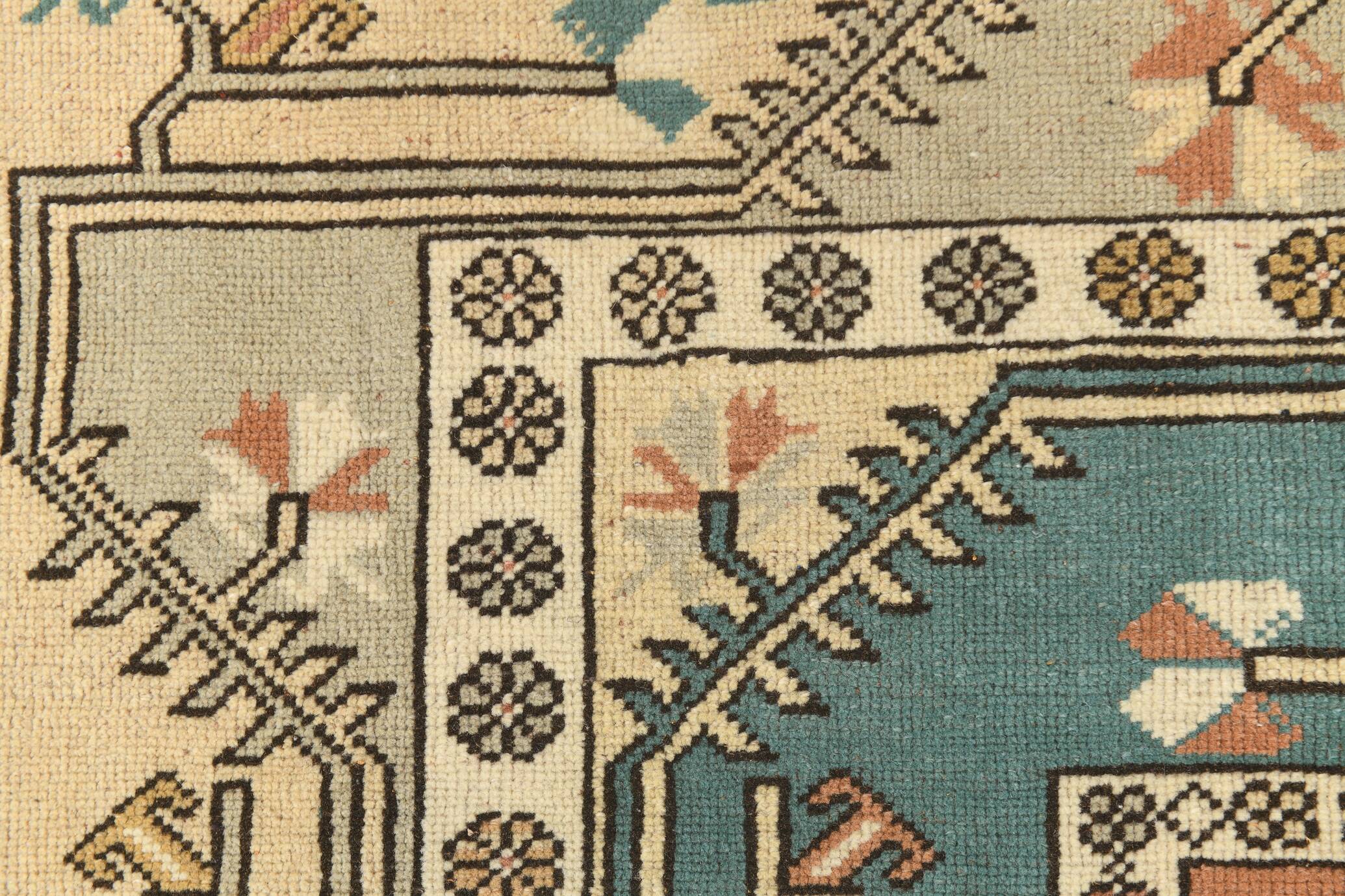 5x8 Shades Of Copper Green Vintage Oushak Rug, 146x227Cm SKU 24356