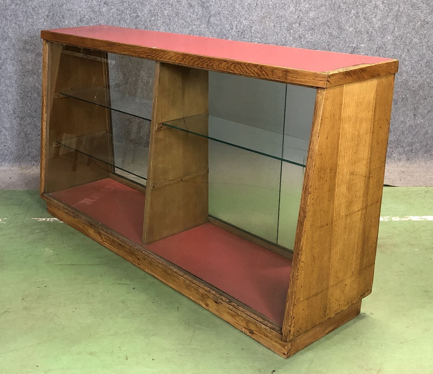 Oak store glass counter in the 1940s