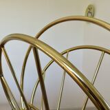 Golden brass magazine rack, Italy, 1950