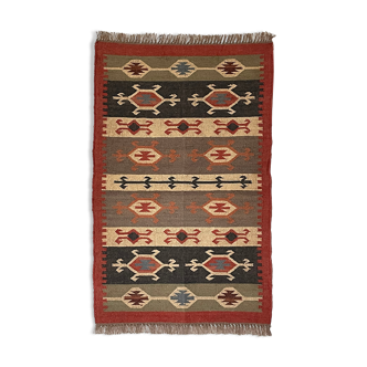 3 x 5, Handmade Jute-Wool Kilim Rug, Kilim Carpet, 90x150Cm