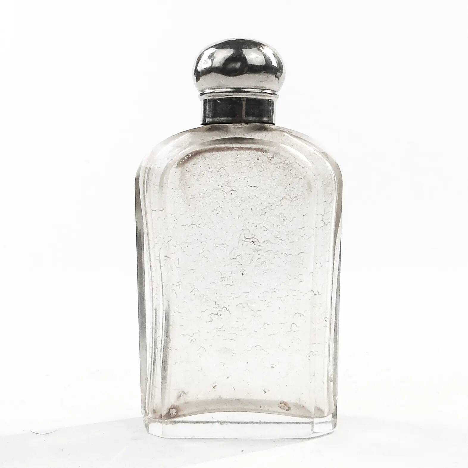 Art Deco hip flask, crystal, France, 1930s