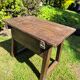 Antique Spanish side table pine rustic pay table with drawer