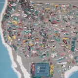 Poster of the USA, pictorial map of the United States