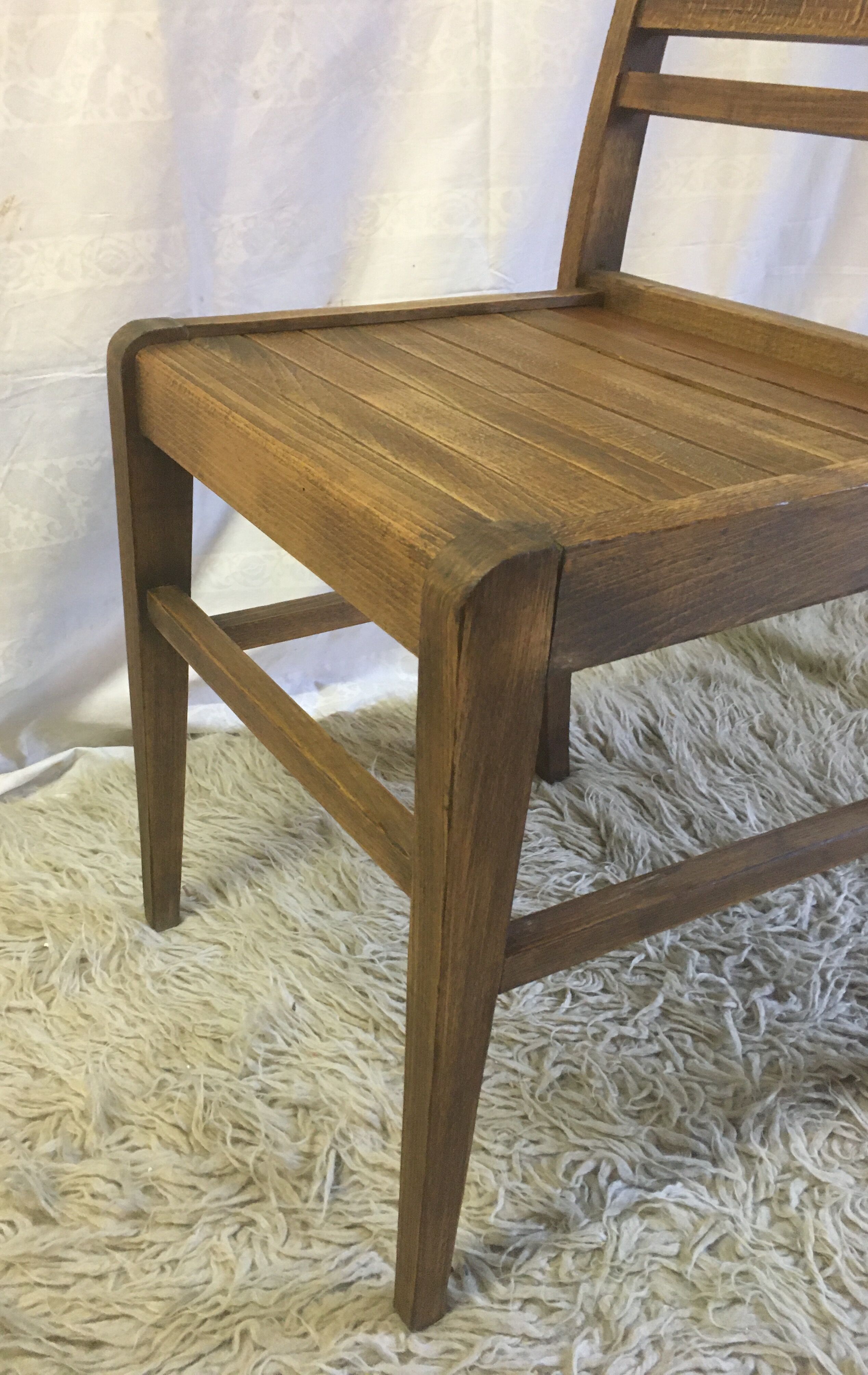 Series of 4 solid wooden chairs by René Gabriel 40/50