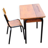 Bureau d'écolier coffre avec sa chaise