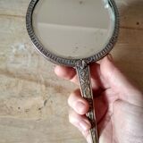 Old hand mirror beveled glass