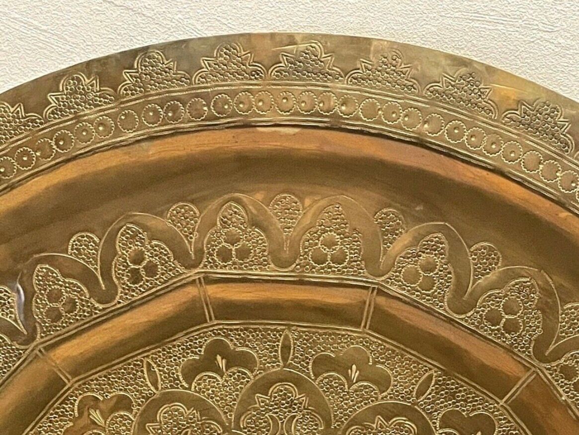 Chic vintage ethnic decorative oriental engraved copper plate