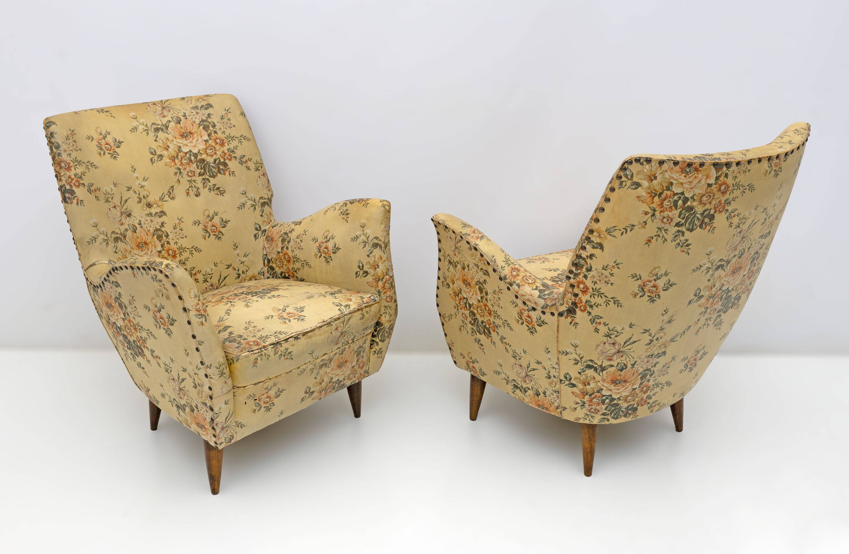 Attributed to Gio Ponti Mid-Century Modern Italian Armchairs by ISA, 1950s