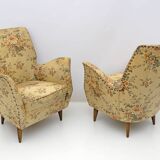 Attributed to Gio Ponti Mid-Century Modern Italian Armchairs by ISA, 1950s