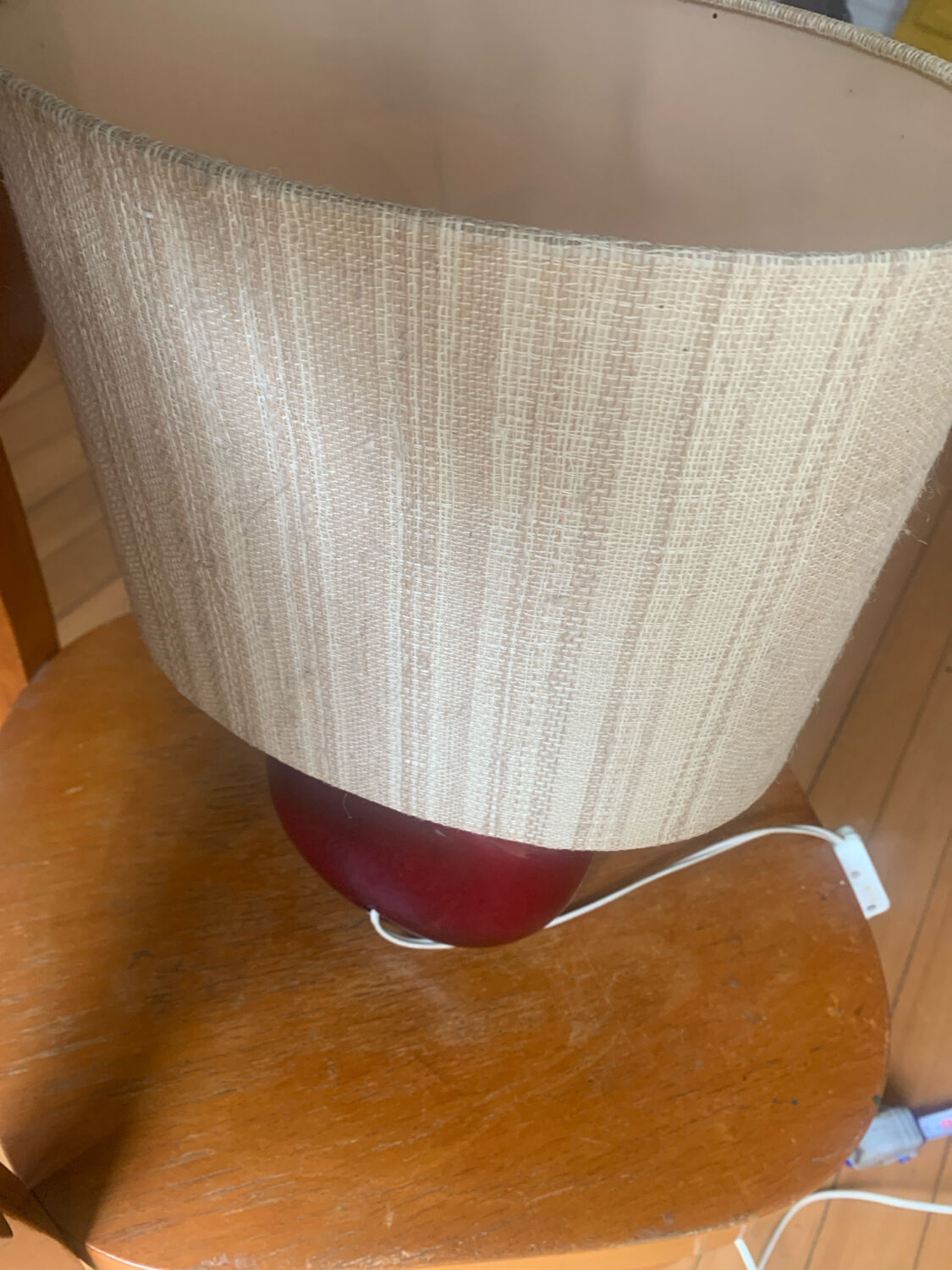 Vallauris Table Lamp Red Ceramic & Shade with F